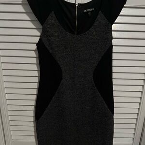 Express Chic Black and Gray Mini Dress